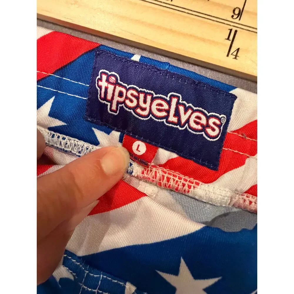 Tipsy Elves Women’s Large American Flag Leggings Red White Blue Patriotic US